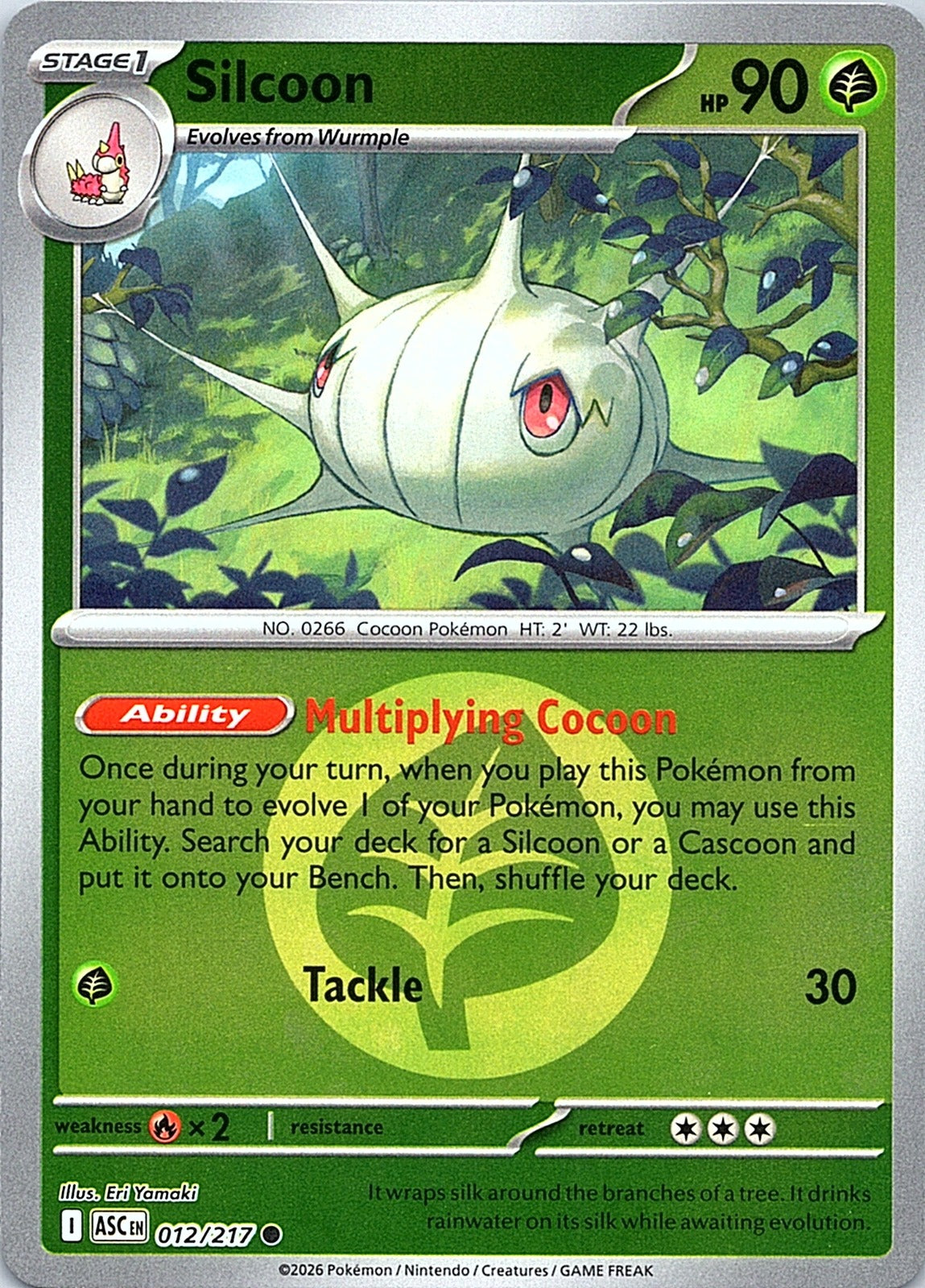 Silcoon (Energy Symbol Pattern) Reverse Holo Common ME: Ascended Heroes 012/217 NM - exact card shown front