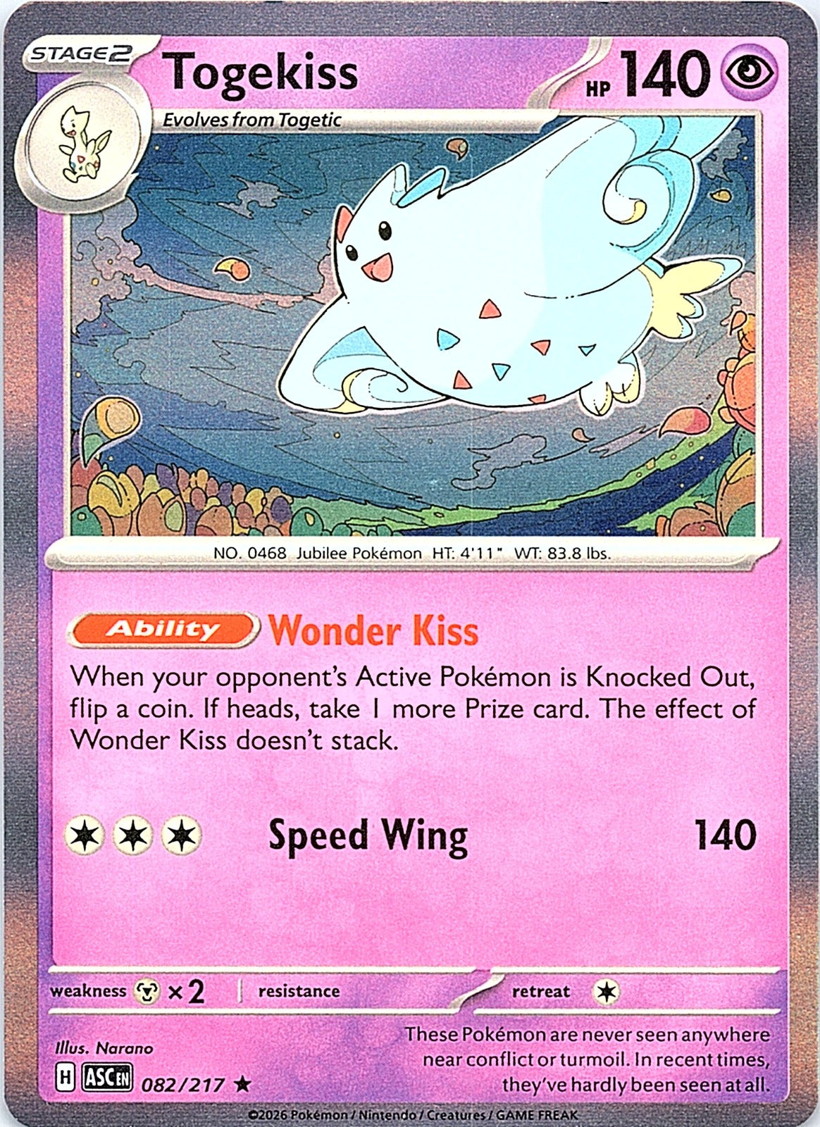 Togekiss Holo Rare ME: Ascended Heroes 082/217 NM - exact card shown front