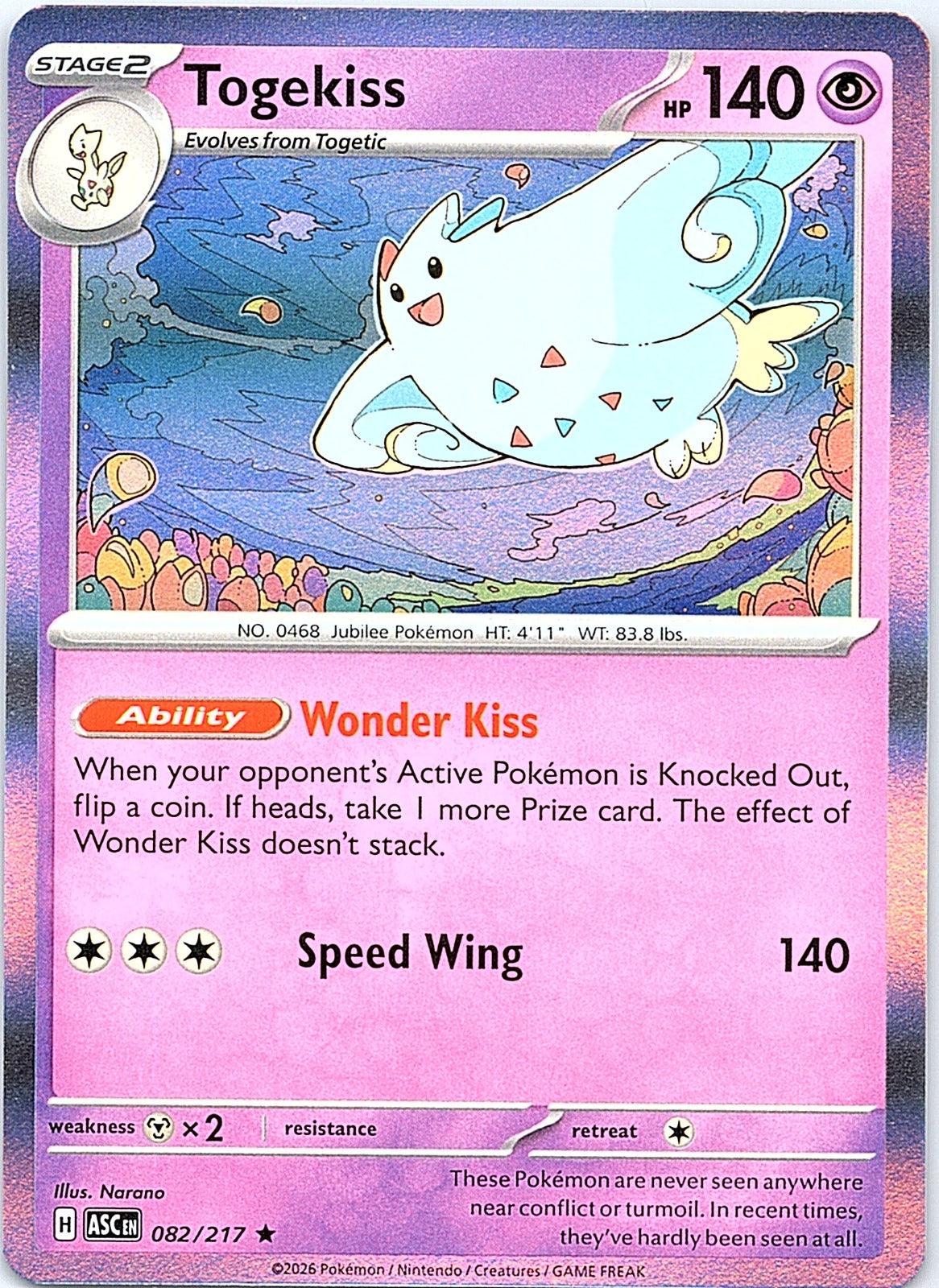 Togekiss Holo Rare ME: Ascended Heroes 082/217 NM - exact card shown front