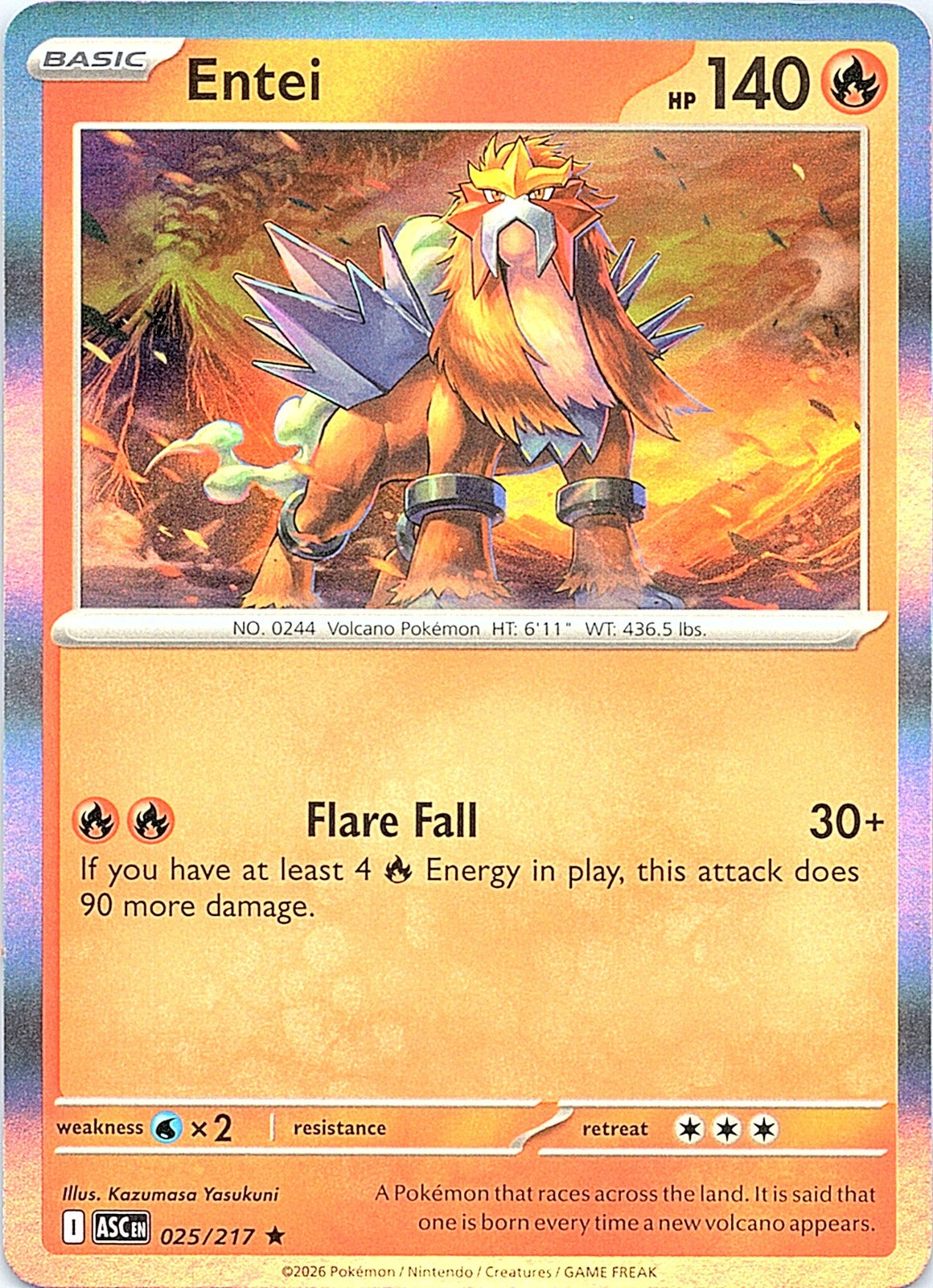 Entei Holo Rare ME: Ascended Heroes 025/217 NM - exact card shown front