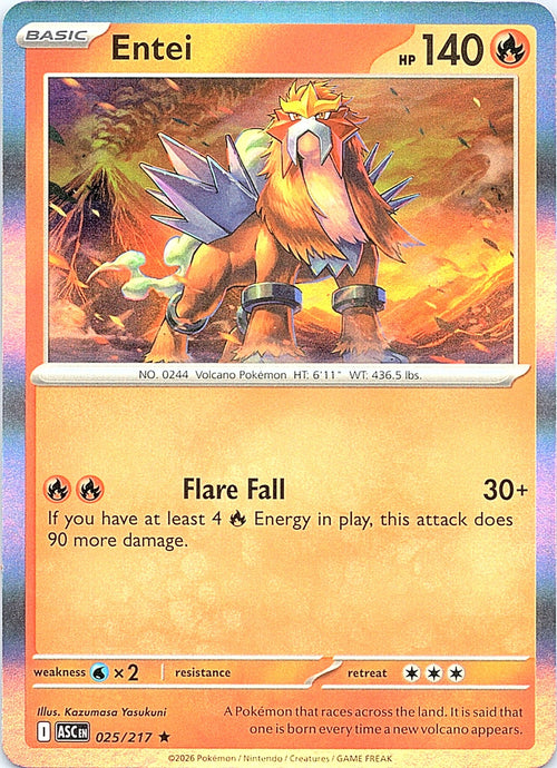 Entei Holo Rare ME: Ascended Heroes 025/217 NM - exact card shown front