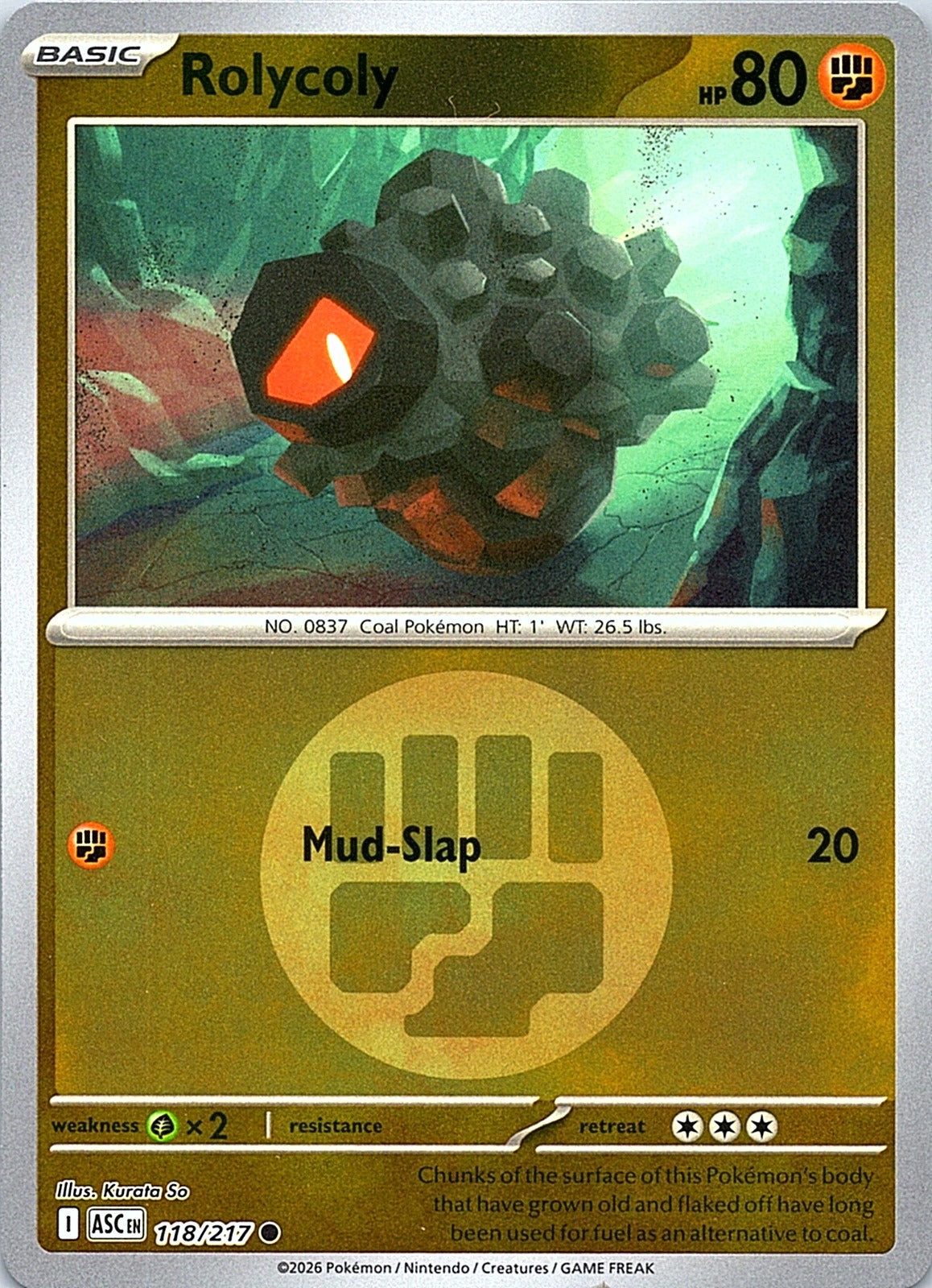 Rolycoly (Energy Symbol Pattern) Reverse Holo Common ME: Ascended Heroes 118/217 NM - exact card shown front