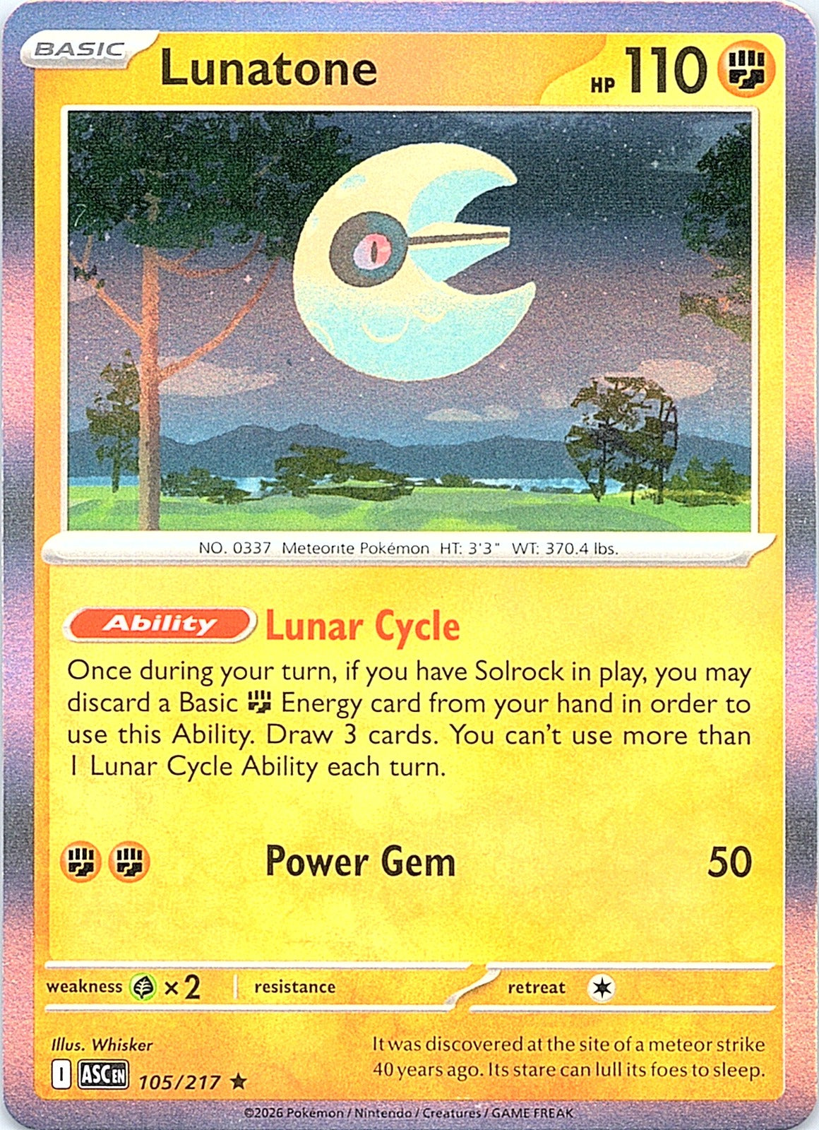 Lunatone Holo Rare ME: Ascended Heroes 105/217 NM - exact card shown front