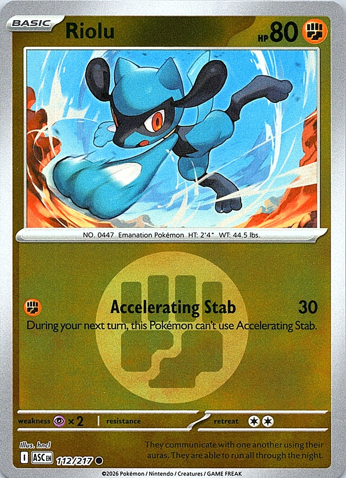 Riolu (Energy Symbol Pattern) Reverse Holo Common ME: Ascended Heroes 112/217 NM - exact card shown front