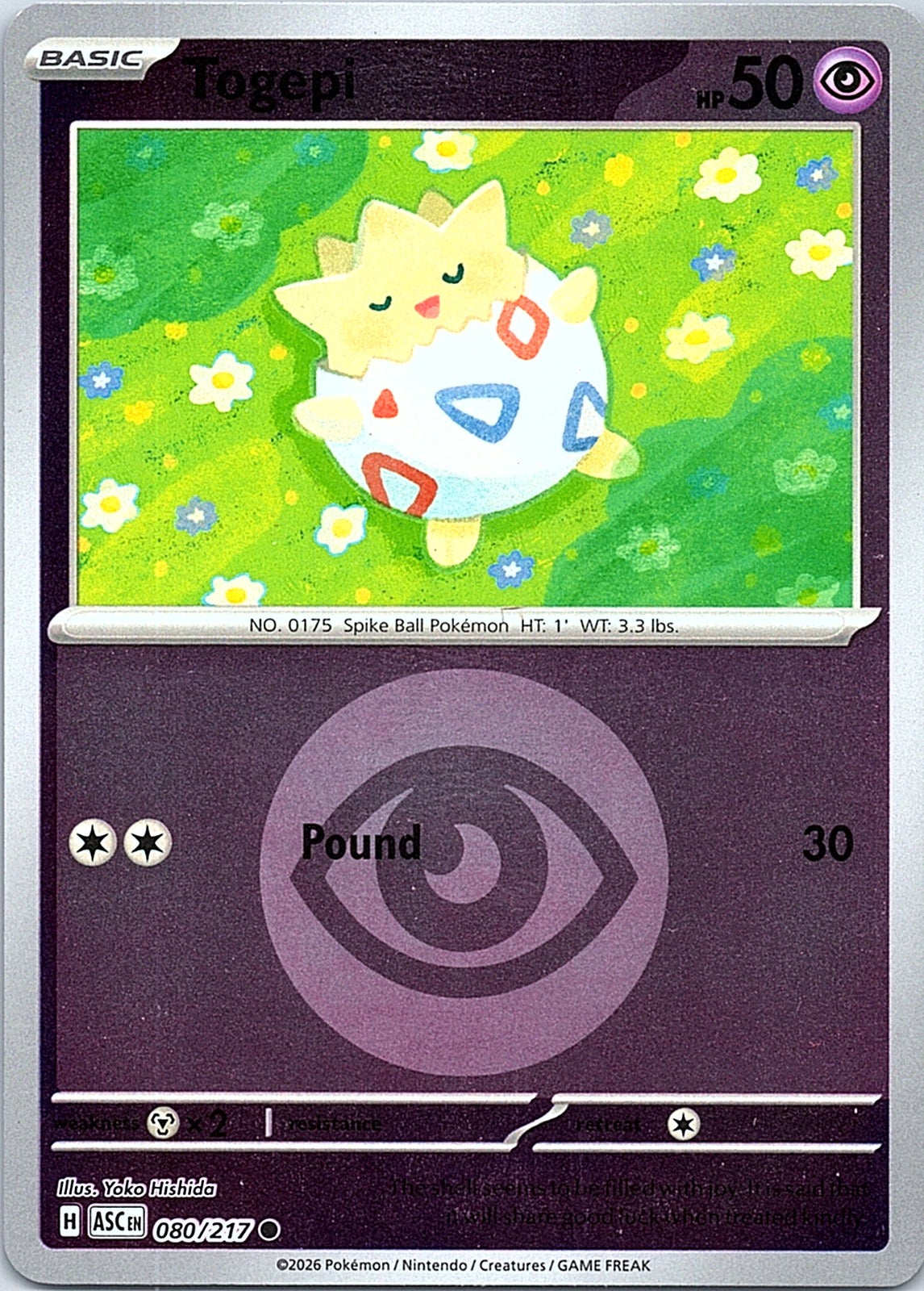 Togepi (Energy Symbol Pattern) Reverse Holo Common ME: Ascended Heroes 080/217 NM - exact card shown front