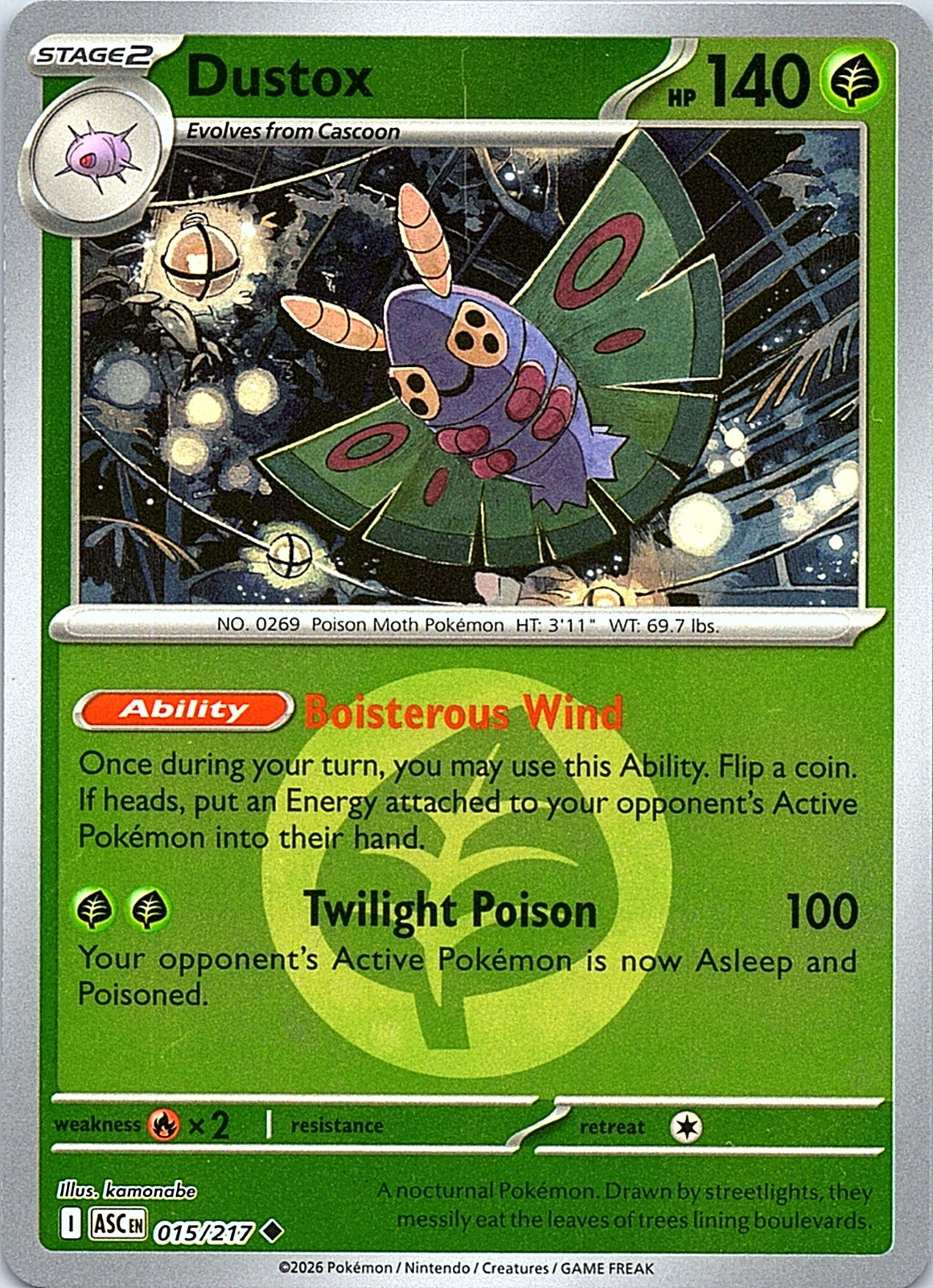 Dustox - (Energy Symbol Pattern) Reverse Holo Uncommon ME: Ascended Heroes 015/217 NM - exact card shown front