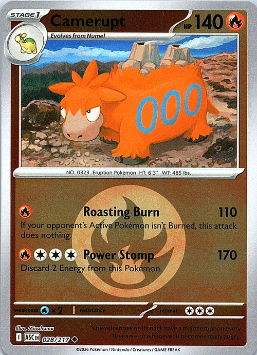 Camerupt (Energy Symbol Pattern) Reverse Holo Uncommon ME: Ascended Heroes 028/217 NM - exact card shown front