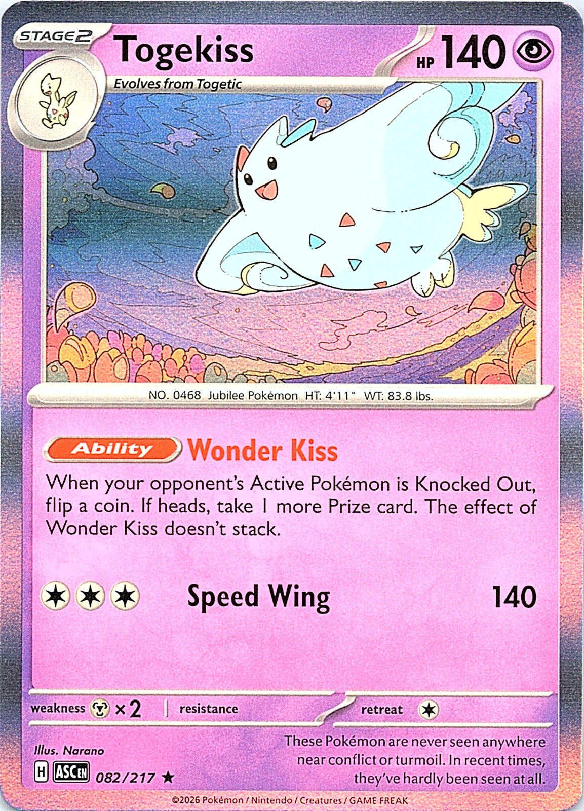 Togekiss Holo Rare ME: Ascended Heroes 082/217 NM - exact card shown front