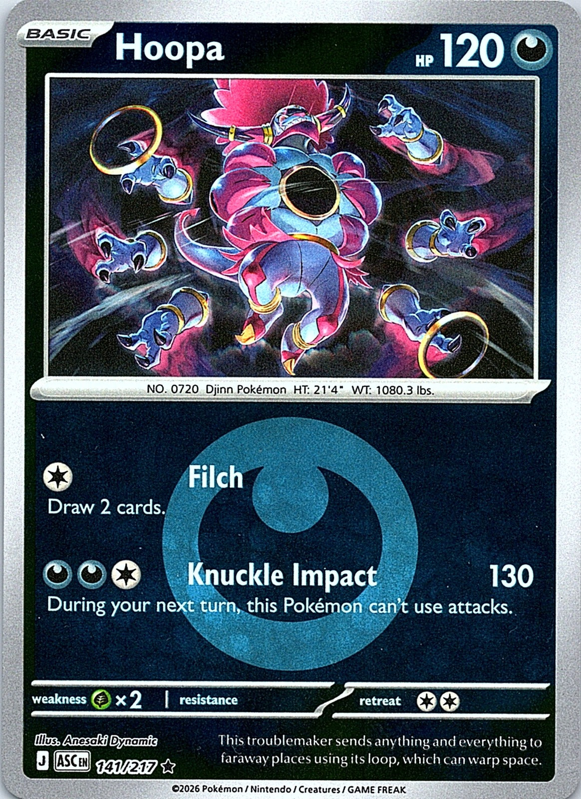 Hoopa (Energy Symbol Pattern) Reverse Holo Rare ME: Ascended Heroes 141/217 NM - exact card shown front