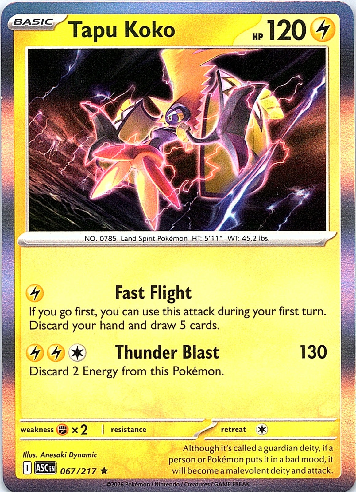 Tapu Koko Holo Rare ME: Ascended Heroes 067/217 NM - exact card shown front