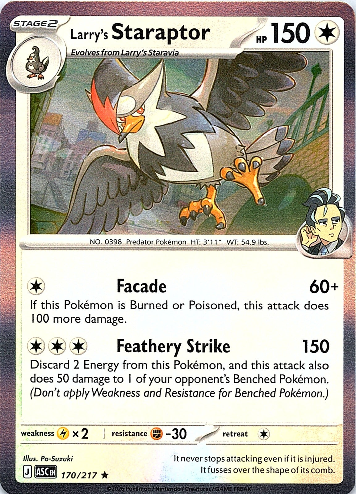 Larry's Staraptor Holo Rare ME: Ascended Heroes 170/217 NM - exact card shown front