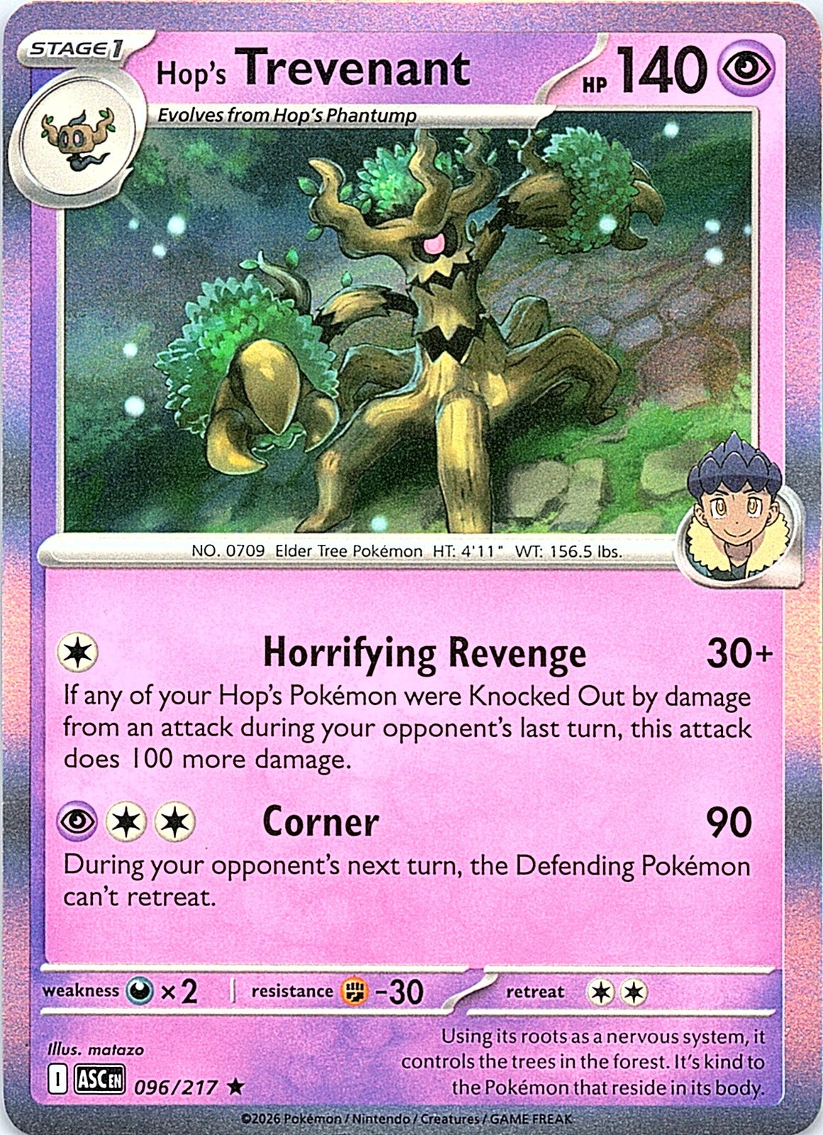 Hop's Trevenant Holo Rare ME: Ascended Heroes 096/217 NM - exact card shown front