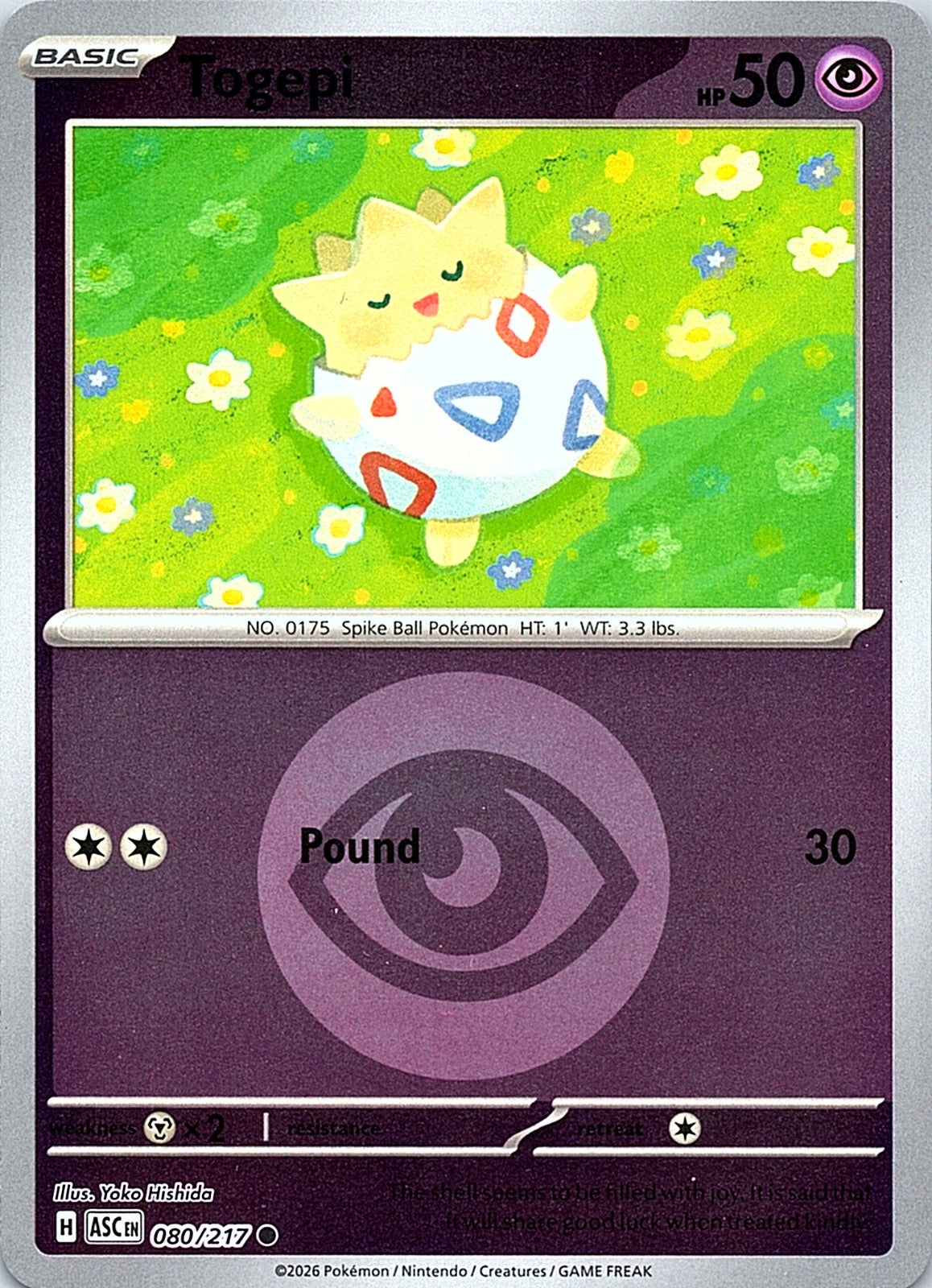 Togepi (Energy Symbol Pattern) Reverse Holo Common ME: Ascended Heroes 080/217 NM - exact card shown front