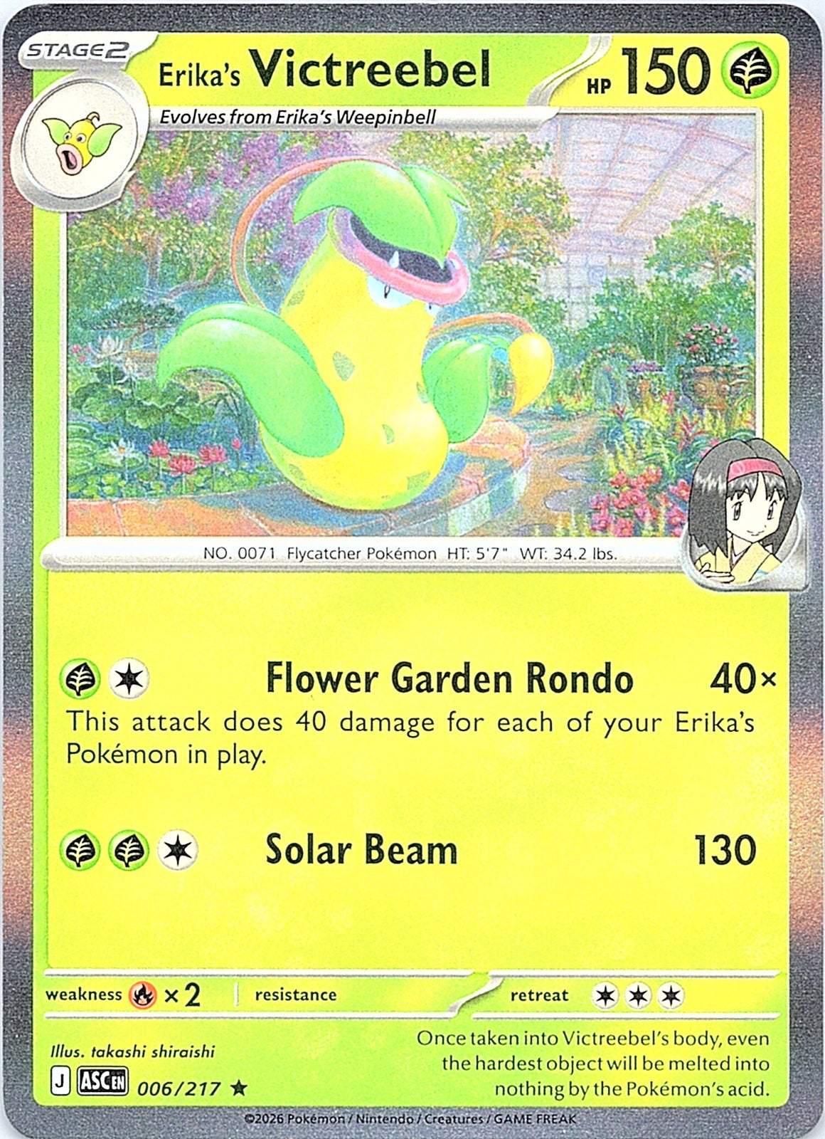 Erika's Victreebel Holo Rare ME: Ascended Heroes 006/217 NM - exact card shown front