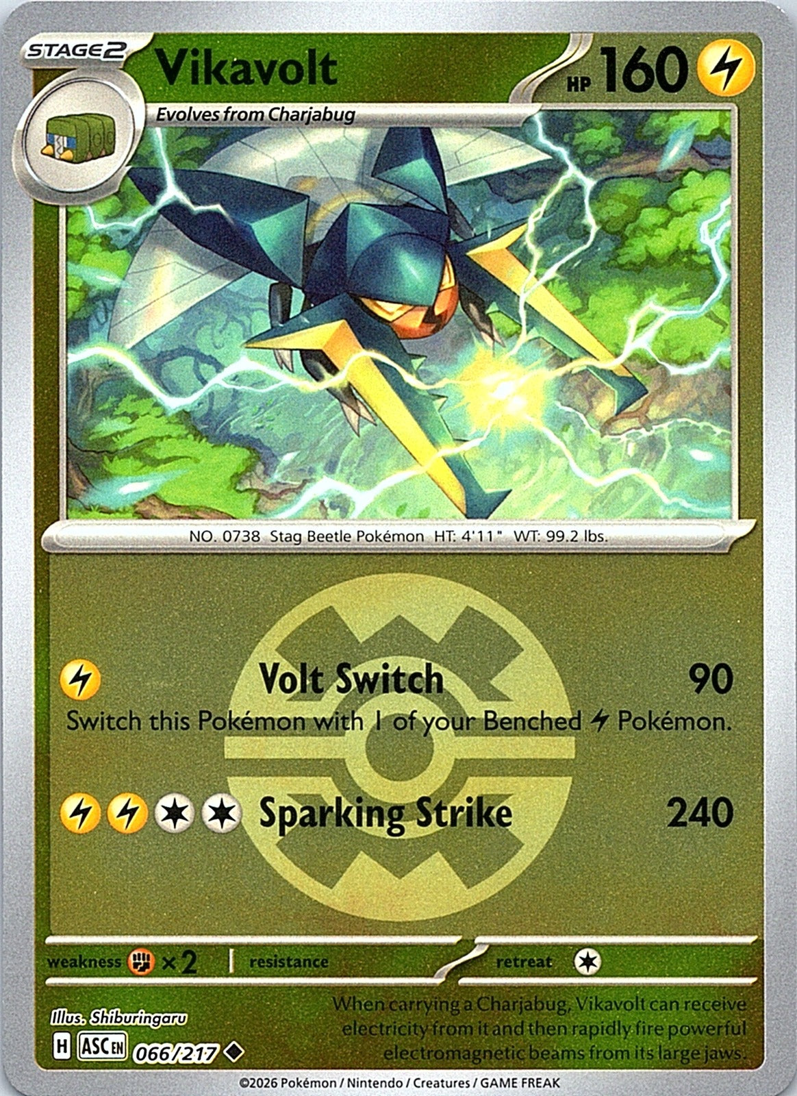 Vikavolt - (Energy Symbol Pattern) Reverse Holo Uncommon ME: Ascended Heroes 066/217 NM - exact card shown front