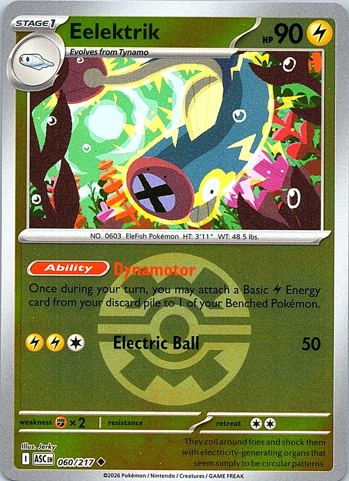 Eelektrik (Quick Ball) Reverse Holo Uncommon ME: Ascended Heroes 060/217 NM - exact card shown front