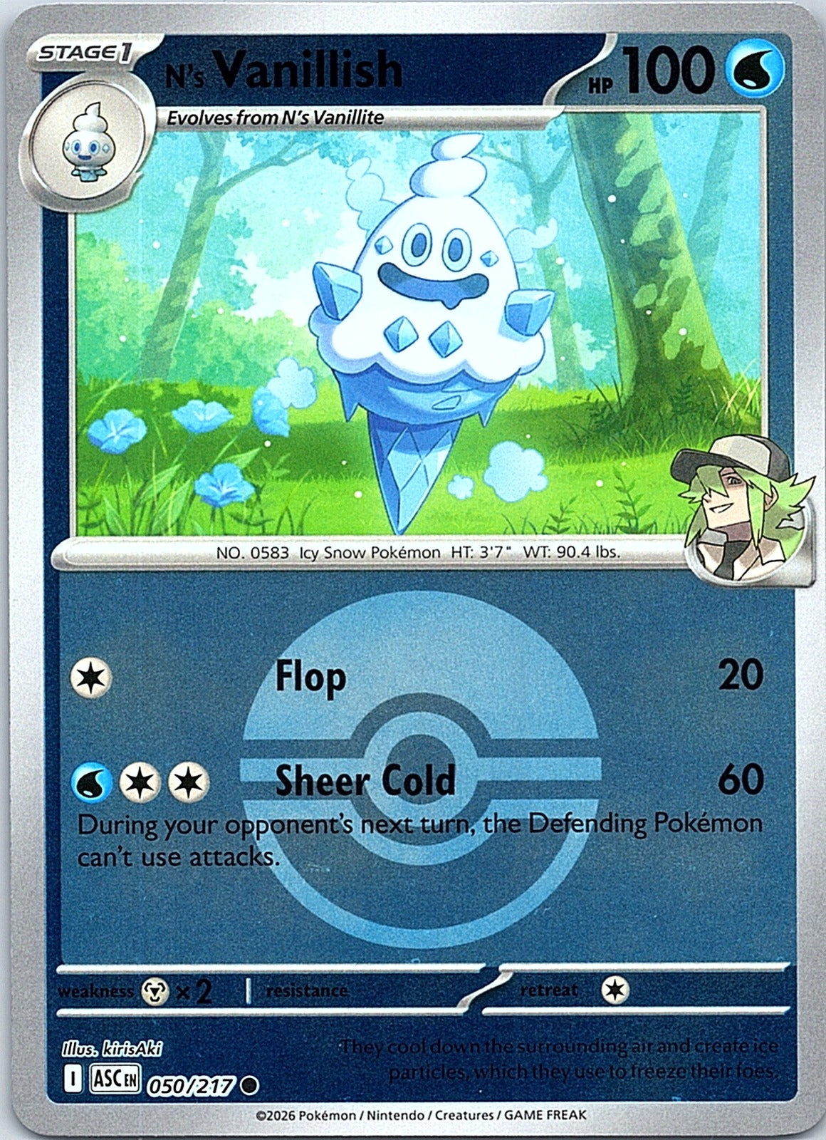 N's Vanillish (Poke Ball) Reverse Holo Common ME: Ascended Heroes 050/217 NM - exact card shown front