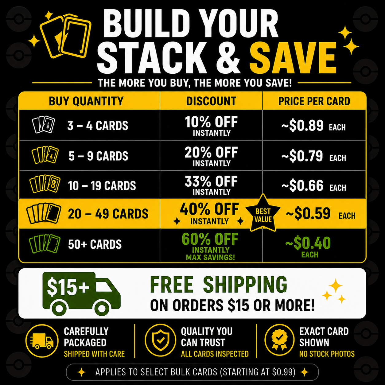 Build your stack and save bulk pricing information