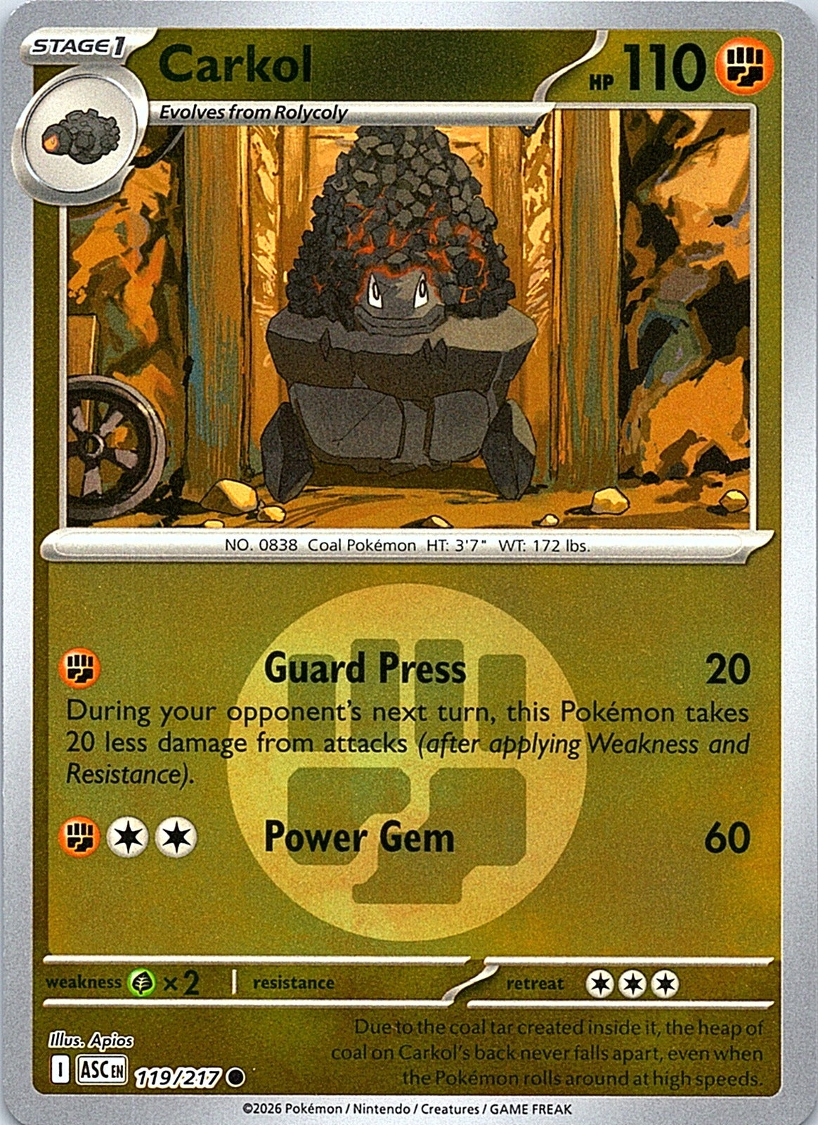 Carkol (Energy Symbol Pattern) Reverse Holo Common ME: Ascended Heroes 119/217 NM - exact card shown front