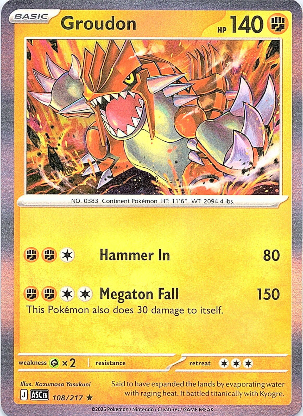 Groudon Holo Rare ME: Ascended Heroes 108/217 NM - exact card shown front