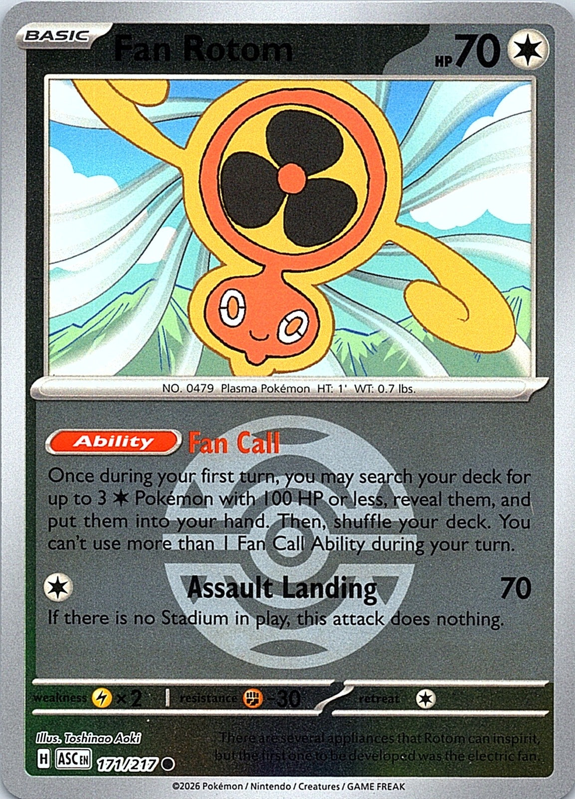 Fan Rotom - (Dusk Ball) Reverse Holo Common ME: Ascended Heroes 171/217 NM - exact card shown front