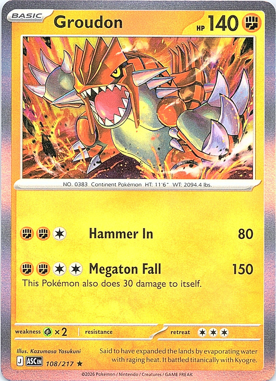 Groudon Holo Rare ME: Ascended Heroes 108/217 NM - exact card shown front