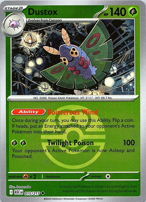 Dustox - (Love Ball) Reverse Holo Uncommon ME: Ascended Heroes 015/217 NM - exact card shown front