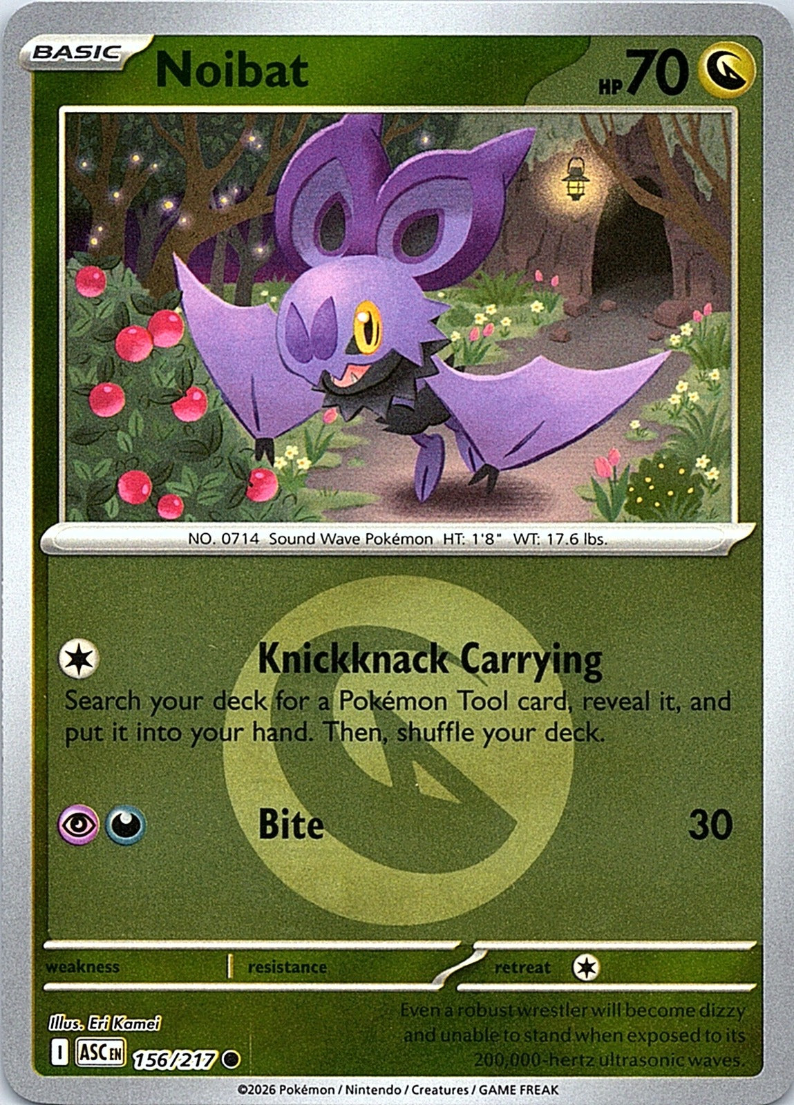 Noibat (Energy Symbol Pattern) Reverse Holo Common ME: Ascended Heroes 156/217 NM - exact card shown front
