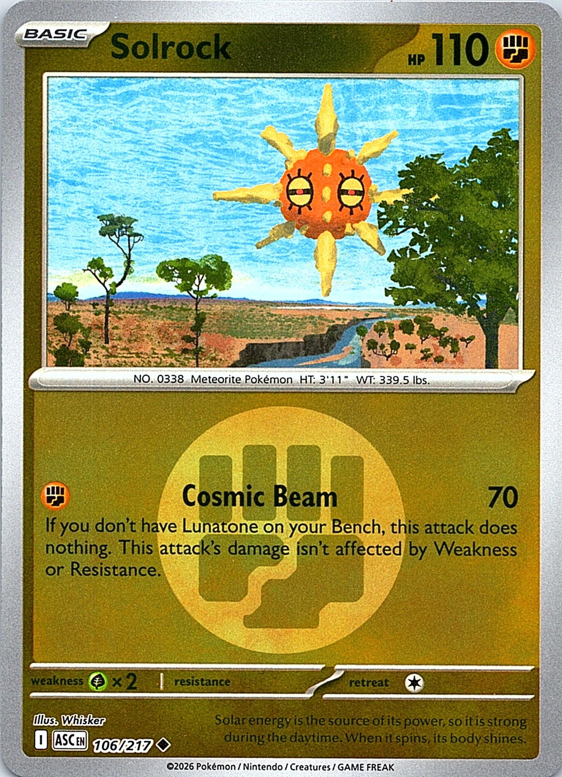 Solrock (Energy Symbol Pattern) Reverse Holo Uncommon ME: Ascended Heroes 106/217 NM - exact card shown front