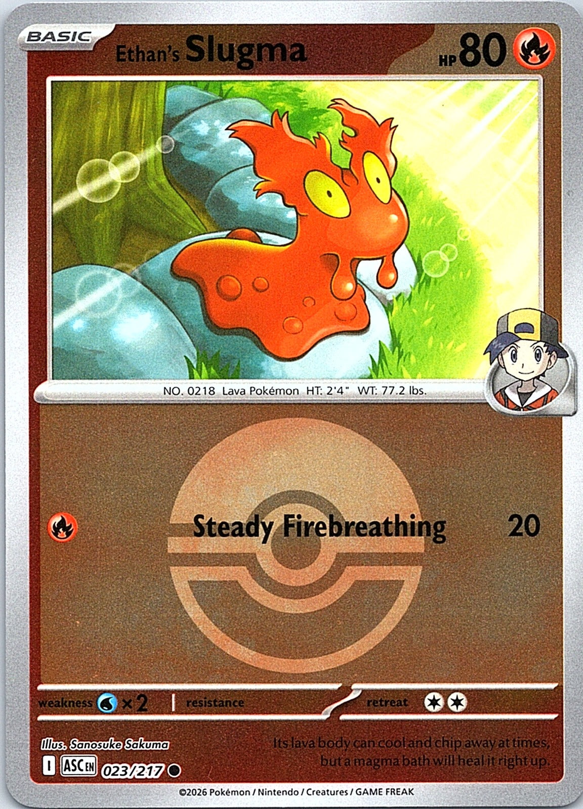 Ethan's Slugma (Poke Ball) Reverse Holo Common ME: Ascended Heroes 023/217 NM - exact card shown front