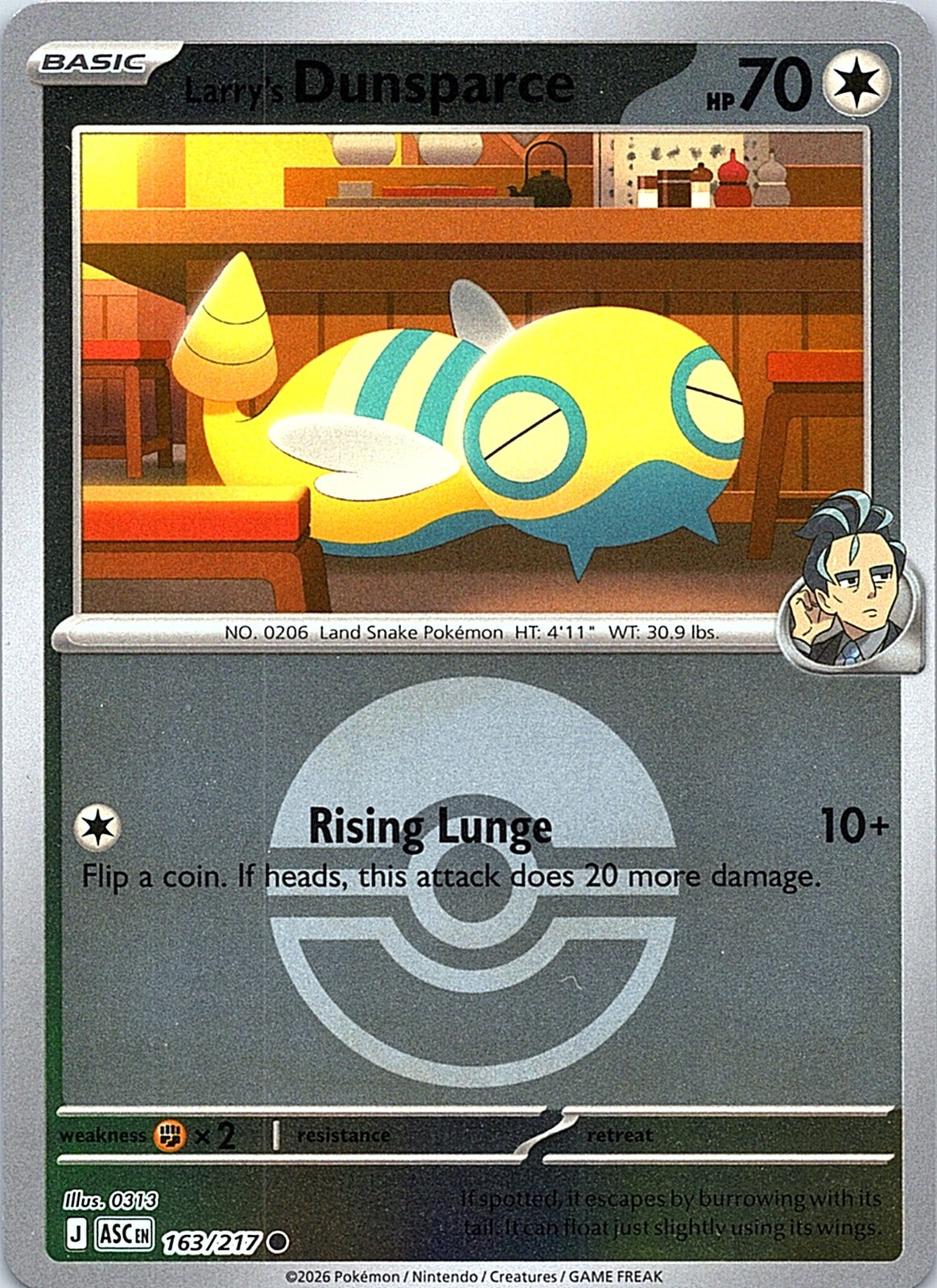 Larry's Dunsparce (Poke Ball) Reverse Holo Common ME: Ascended Heroes 163/217 NM - exact card shown front