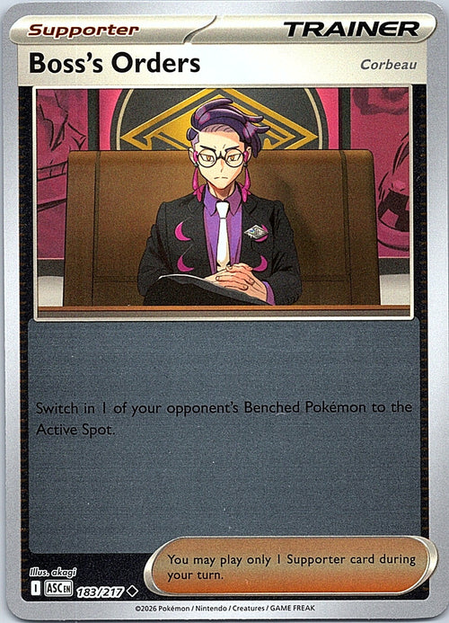 Boss's Orders [Corbeau] - Reverse Holo Uncommon ME: Ascended Heroes 183/217 NM - exact card shown front